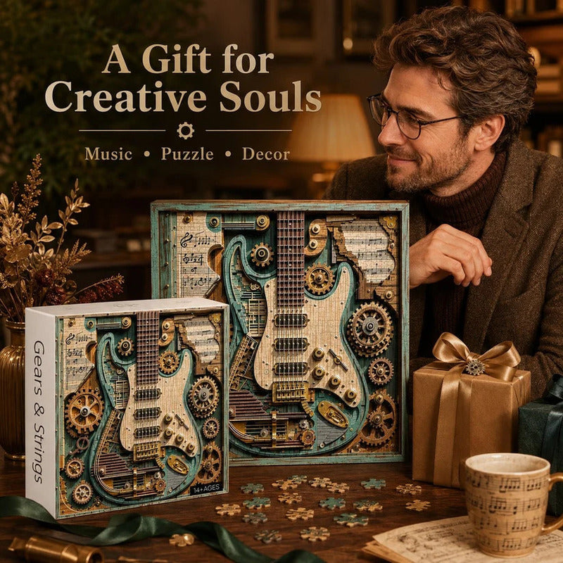 Steampunk‑Style Guitar 3D Wooden Puzzle