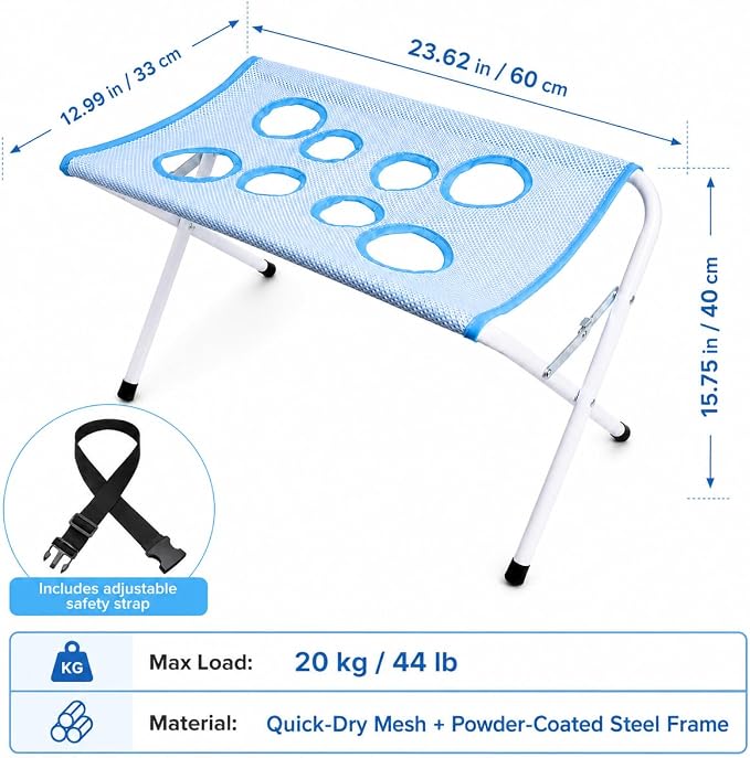 Foldable Pet Grooming Hammock Stand, 44‑lb Capacity Dog & Cat Bathing Helper