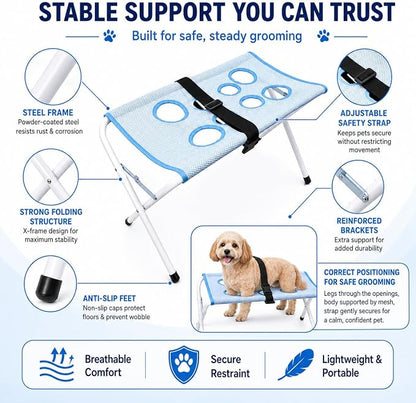 Foldable Pet Grooming Hammock Stand, 44‑lb Capacity Dog & Cat Bathing Helper