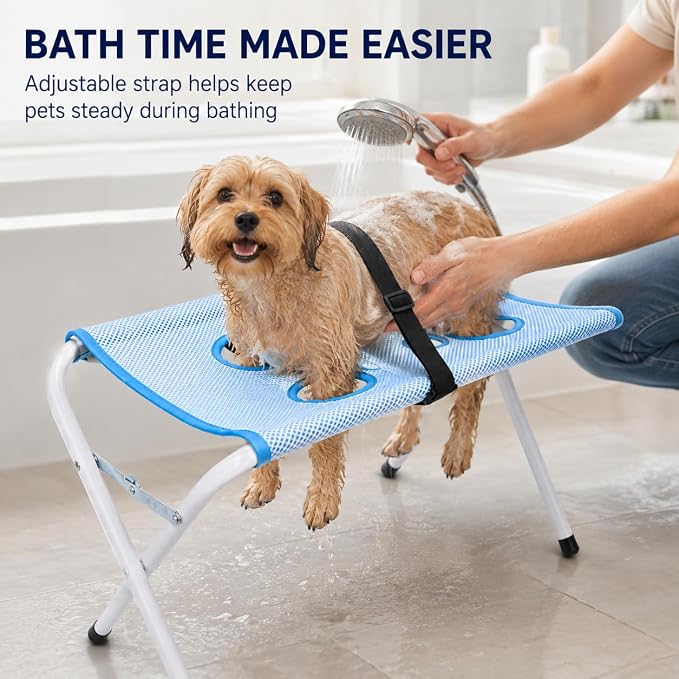 Foldable Pet Grooming Hammock Stand, 44‑lb Capacity Dog & Cat Bathing Helper