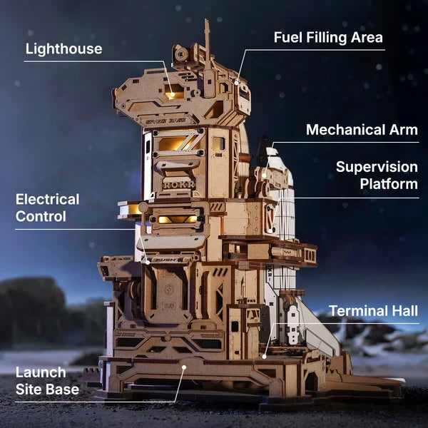 446‑Piece Space Shuttle 3D Wooden Puzzle, DIY Mechanical Building Model for Adults
