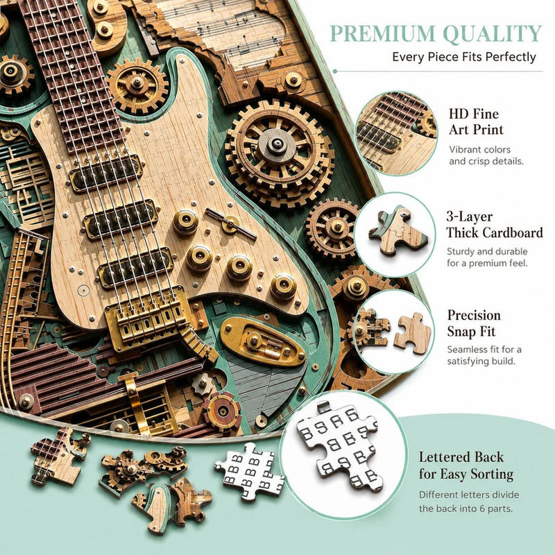 Steampunk‑Style Guitar 3D Wooden Puzzle